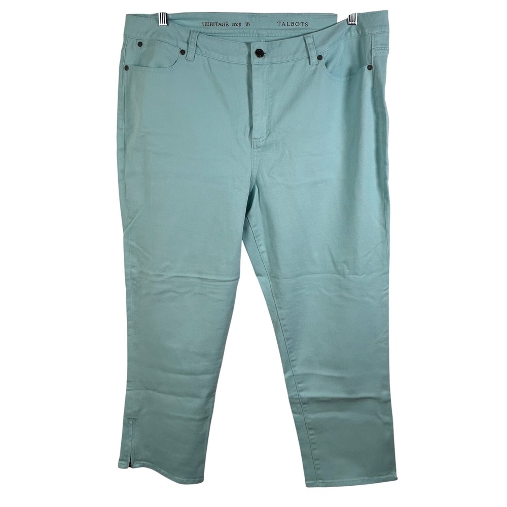 Talbots Heritage Slim Crop Pants Aqua Blue Plus Size 18 NWT